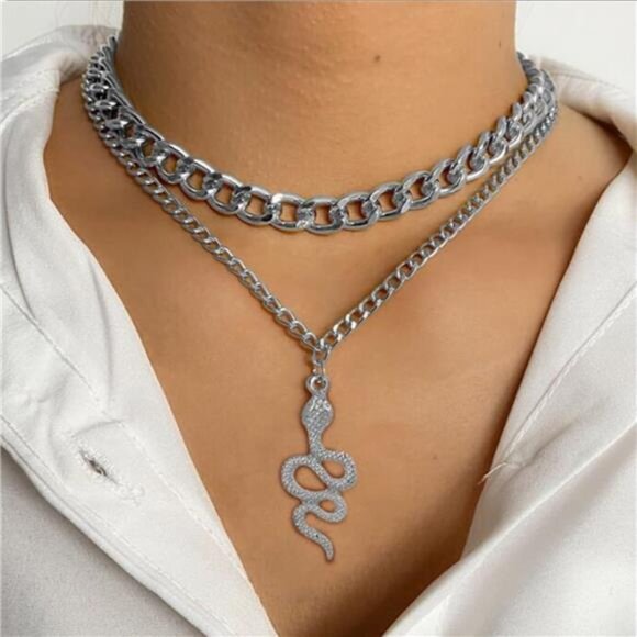 Aktully Snake Layered Necklace for Women Boho Snake Necklace Long Snake Chain - Picture 16 of 16